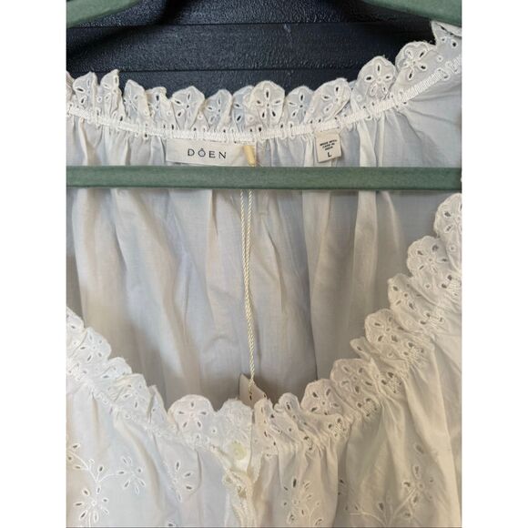 NWT Doen Traveler Eyelet Top - Large - in Salt (White) - Picture 5 of 9